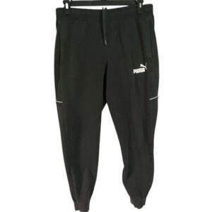 Puma Joggers Mens Large Black Logo Thermal Lined Athletic Training Streetwear